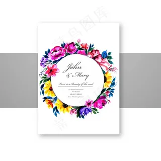 可爱的装饰花widding卡模板