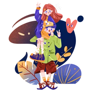 七夕情人节坐在男朋友肩膀上的可