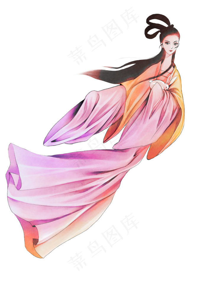中秋节传统古典水墨嫦娥(1125X2436(DPI:72))psd模版下载