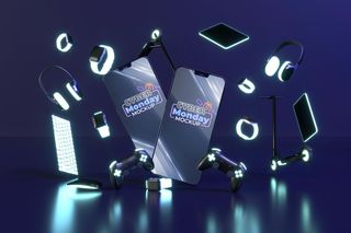 网络星期一销售与智能手机模型样机组合