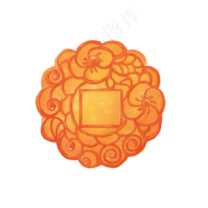 橙色手绘风中秋节广式月饼(2000X2000(DPI:300))psd模版下载