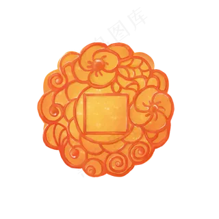 橙色手绘风中秋节广式月饼