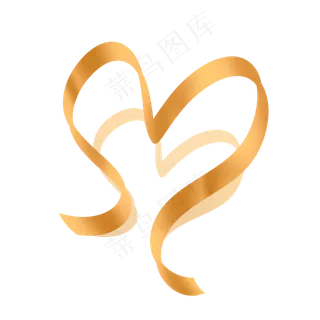 金色精致飘带丝带爱心彩带