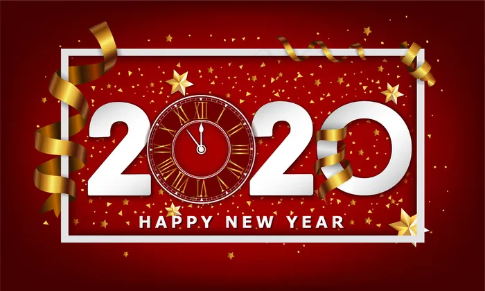 新年排版创意背景2020与时钟
