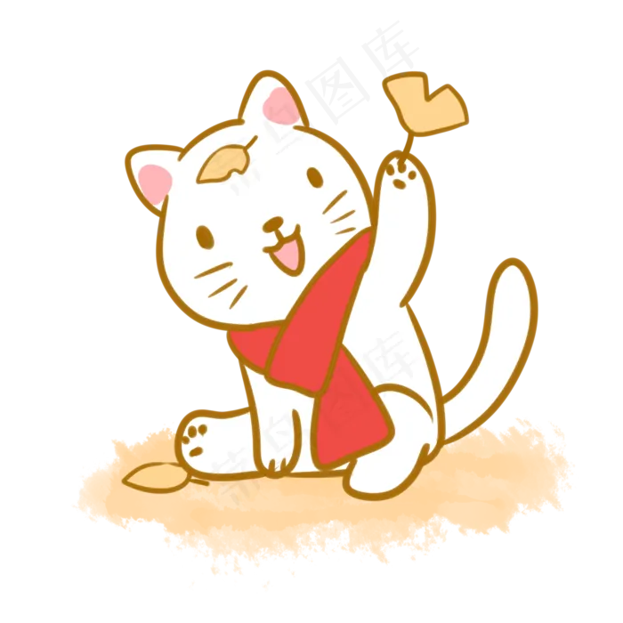 猫咪与落叶(2100X2100(DPI:300))psd模版下载