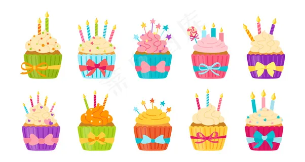 生日纸杯蛋糕平板卡通松饼