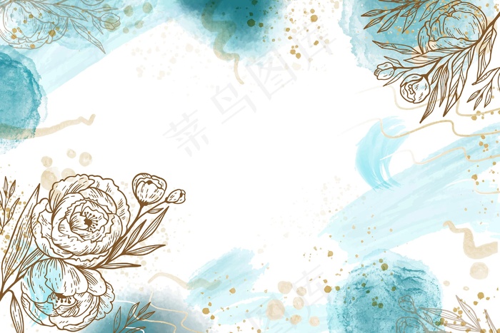 手绘水彩花卉背景eps,ai矢量模版下载