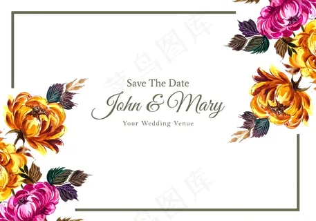 鲜花婚礼请柬模板