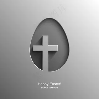 复活节彩蛋形状的卡片，印有基督教十字架的图案，复活节背景