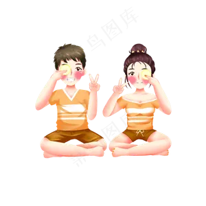 七夕情人节情侣秀恩爱png透明底