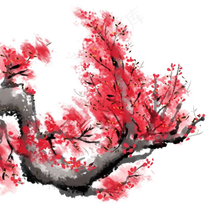 梅花墨梅中国风中国画装饰(2000X2000(DPI:300))psd模版下载