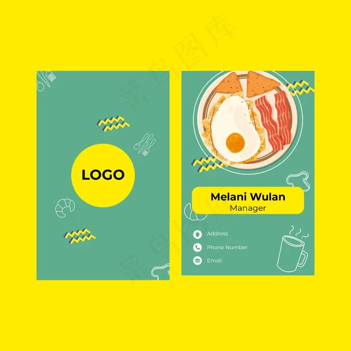 早餐餐厅双面卡eps,ai矢量模版下载