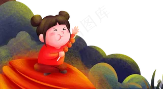 新年福娃女孩灯笼吃糖葫芦