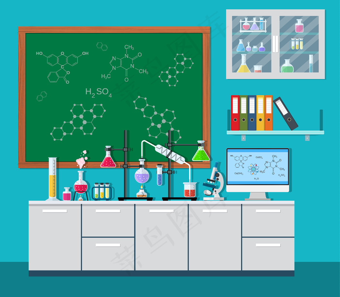 实验室设备、罐子、烧杯、烧瓶、