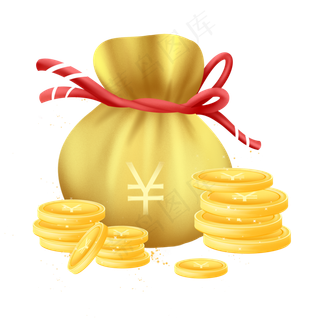 中国风元素金币钱袋