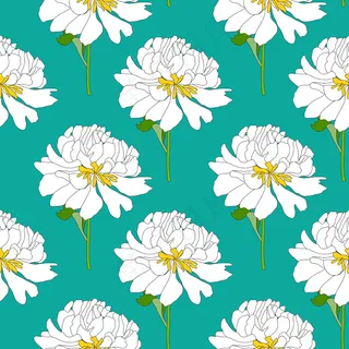 抽象手绘牡丹花无缝图案背景。矢量图解 抽象手绘牡丹花无缝图案背景。矢量图解