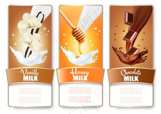 巧克力、蜂蜜和香草牛奶三种标签的组合。