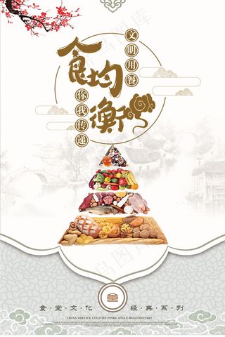 校园餐厅食堂挂画标语海报反对浪费节约粮食