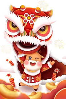 元旦跨年2021牛牛舞狮