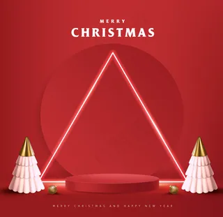 产品展示圆柱形圣诞快乐横幅banner