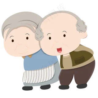 手绘矢量夏日重阳节卡通扁平老年