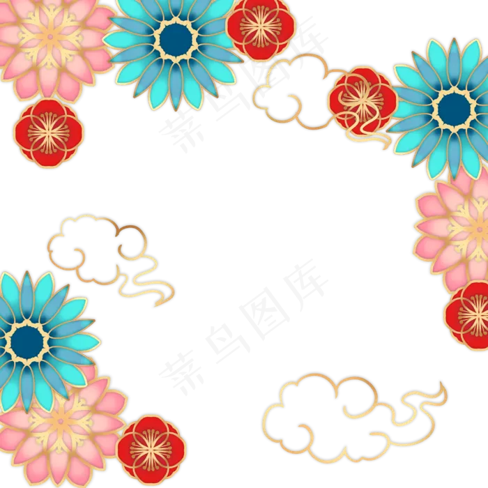 剪纸花朵装饰边框(3000X3000(DPI:300))psd模版下载