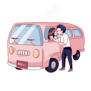 手绘卡通七夕节情侣