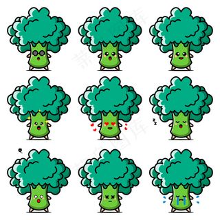 西兰花蔬菜卡通人物。