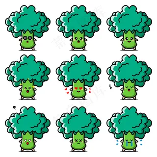 西兰花蔬菜卡通人物。