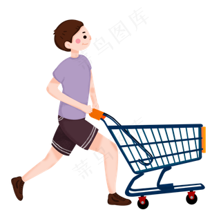 双十一购物男孩装饰素材