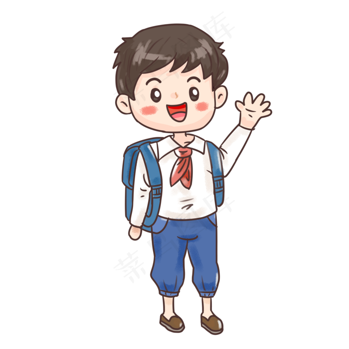 中小学生开学男同学手绘卡通人物