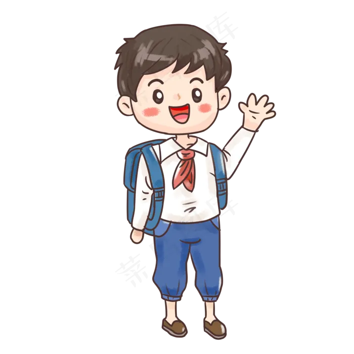 中小学生开学男同学手绘卡通人物(2000X2000(DPI:300))psd模版下载
