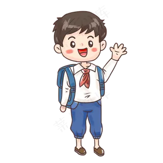 中小学生开学男同学手绘卡通人物