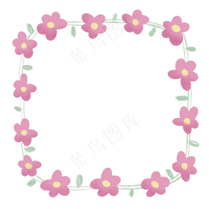 七夕节清新植物边框(2000X2000(DPI:300))psd模版下载