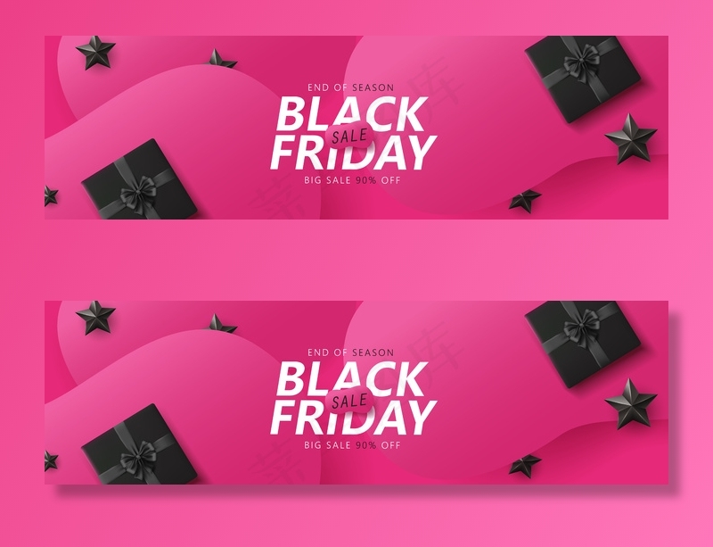 黑色星期五销售横幅banner布局设计模板图形抽象粉色背景。
