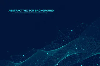 具有连接线和点的抽象多边形背景。