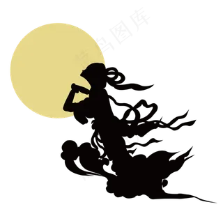 中秋节嫦娥奔月简约剪影古风