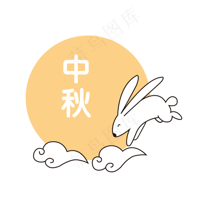 中秋节玉兔兔子ai矢量模版下载
