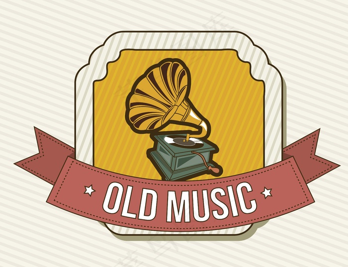复古背景上的留声机矢量图