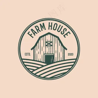 农舍复古标志设计模板