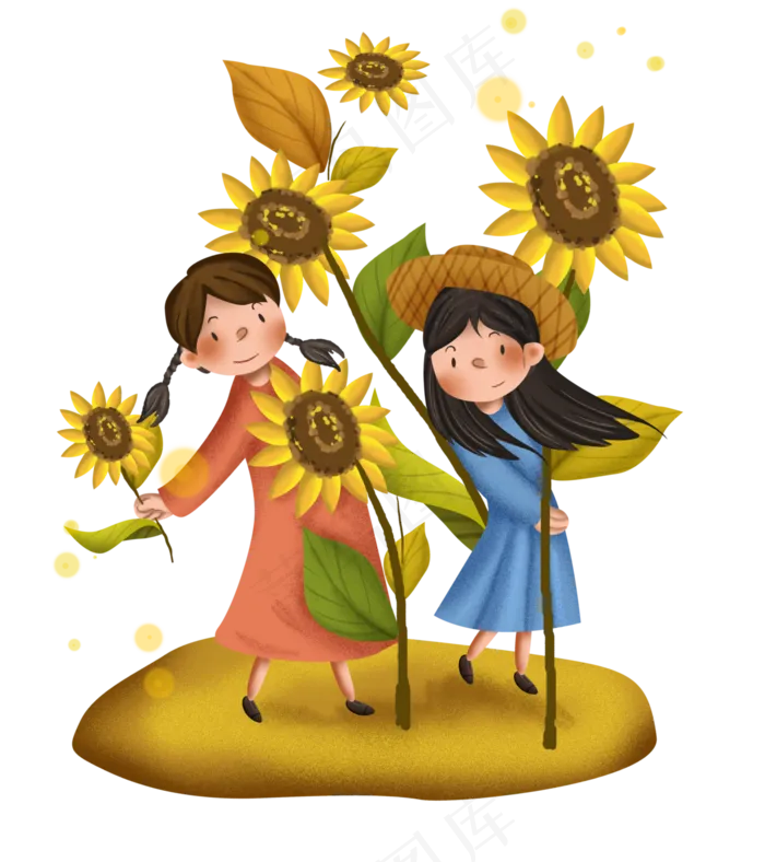 秋天向日葵和女孩(1235X1391)