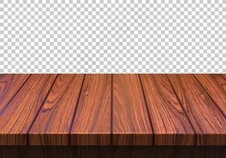 透明背景上隔离的木质桌面