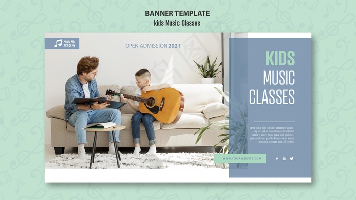 儿童音乐课程概念横幅banner模板