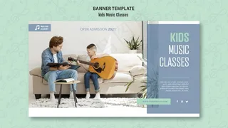 儿童音乐课程概念横幅banner模板
