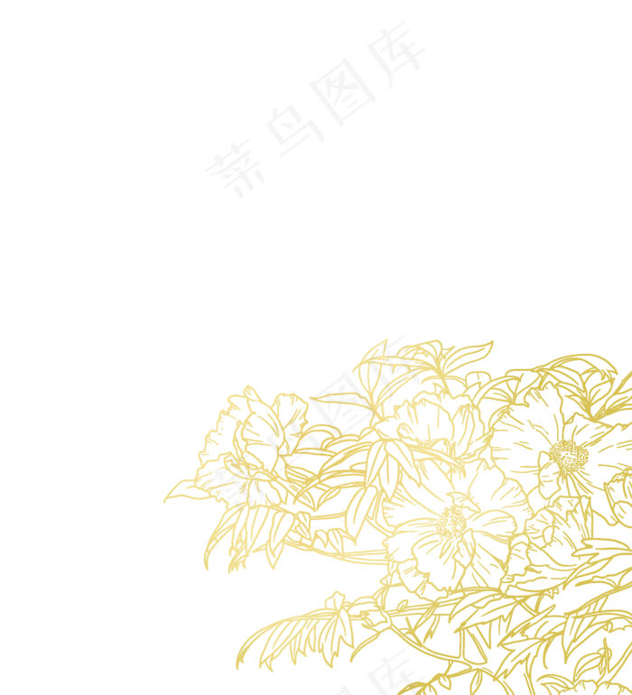线描金线花牡丹花国风