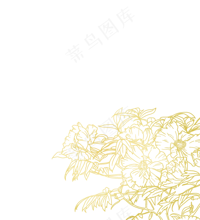 线描金线花牡丹花国风(2000X2200(DPI:300))psd模版下载