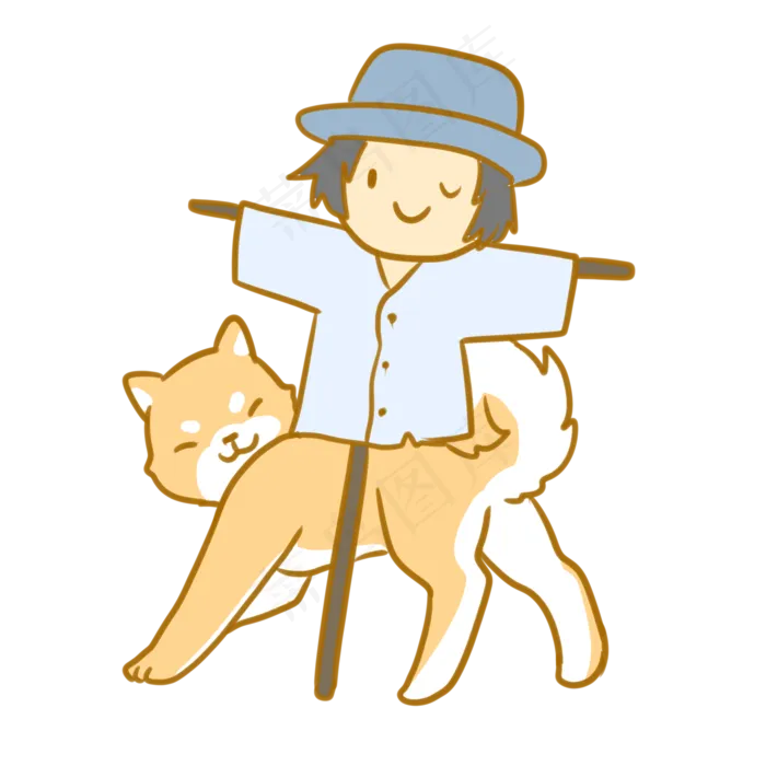 柴犬与稻草人(2100X2100(DPI:300))psd模版下载