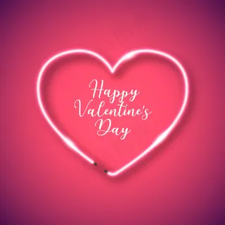 情人节霓虹心形相框