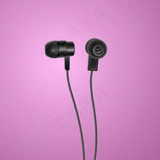 彩色背景上的逼真黑色耳机