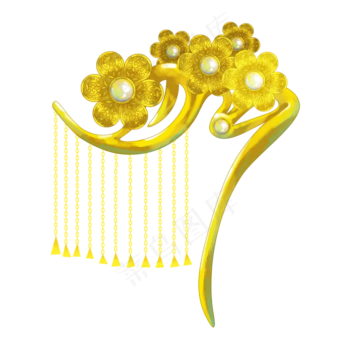 古风梅花黄金步摇(2000X2000(DPI:300))psd模版下载